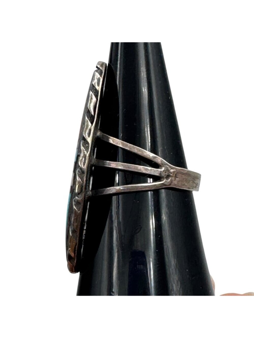 Vintage Zuni Sterling Silver Inlay Statement Ring Signed J.R.B. Sz 6.75 Bowannie - Picture 5 of 14